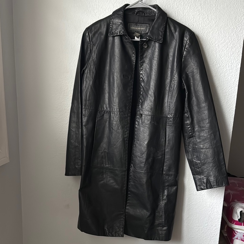 Vintage Banana Republic Black Leather Coat